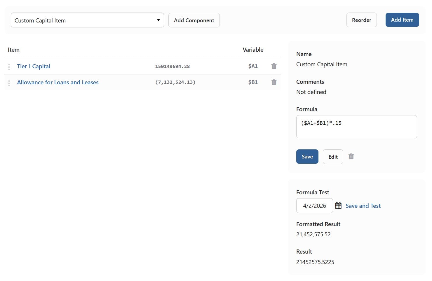 BNControl - Financials - User-Defined Components