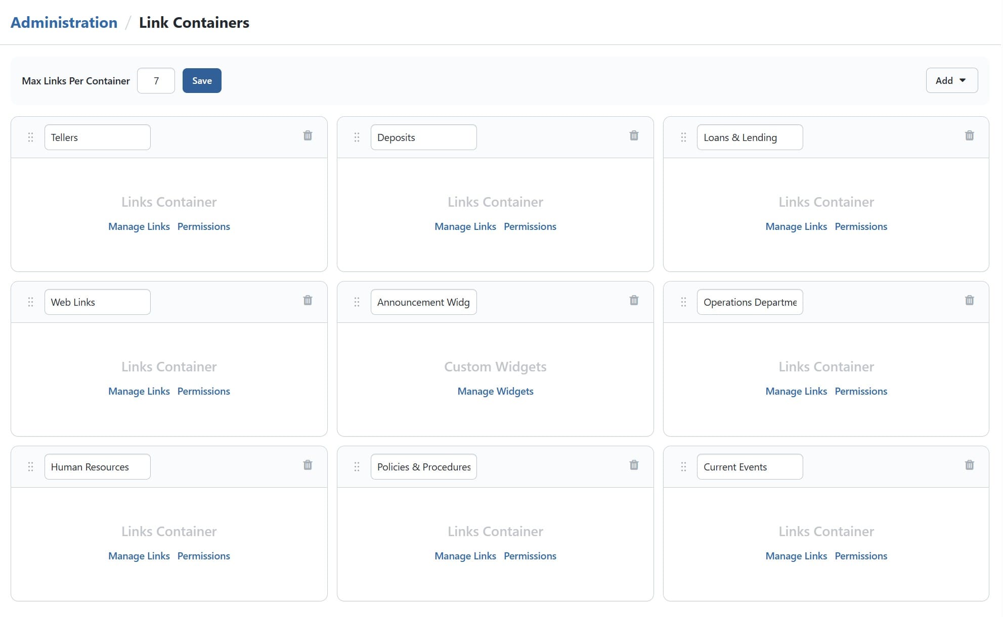 BNControl - Intranet - Link Containers