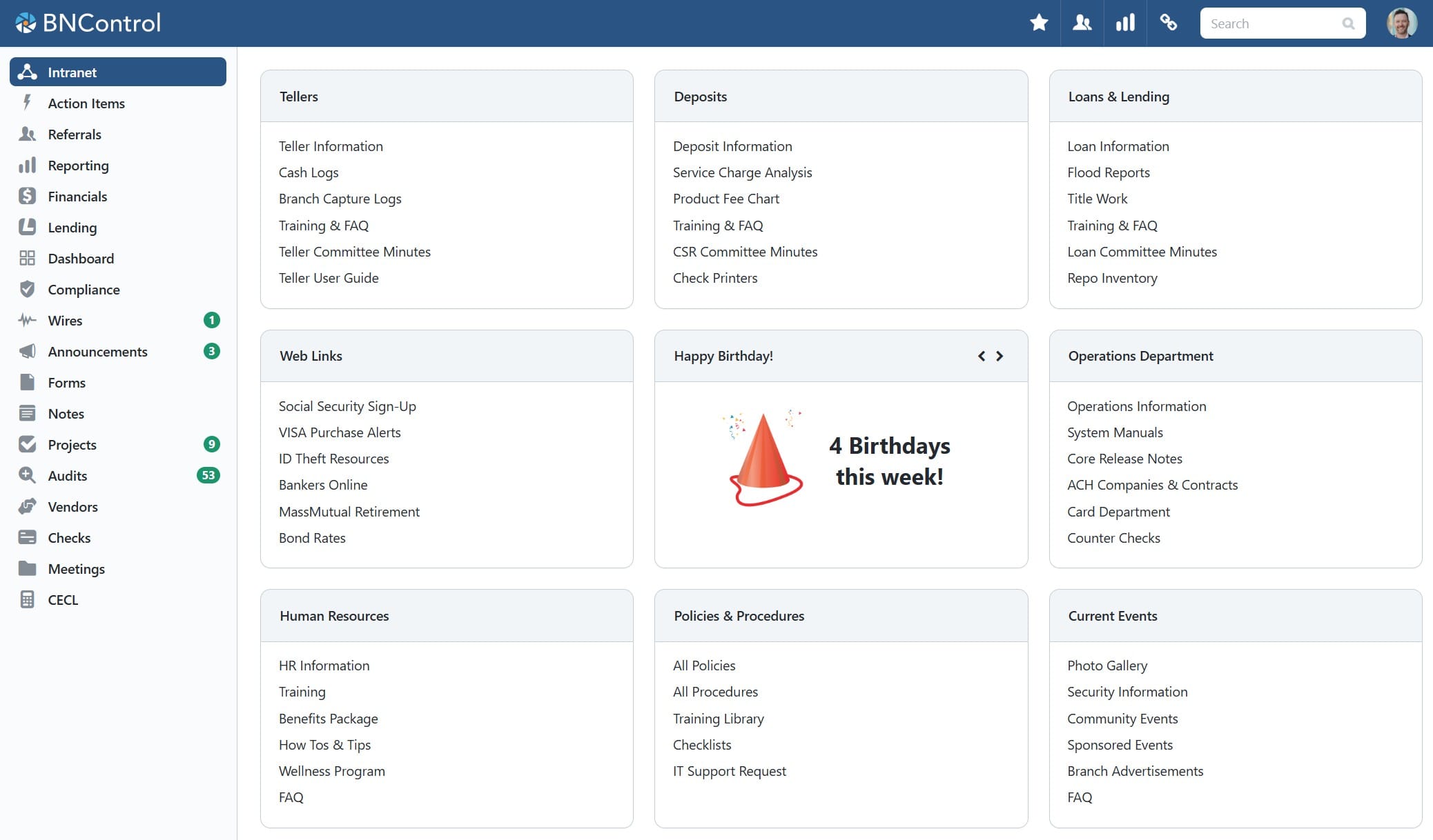 BNControl - Intranet - Home Page