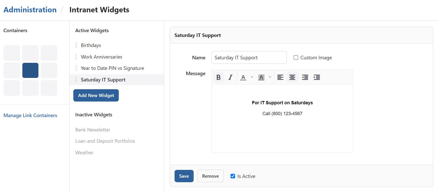 BNControl - Intranet - Widgets