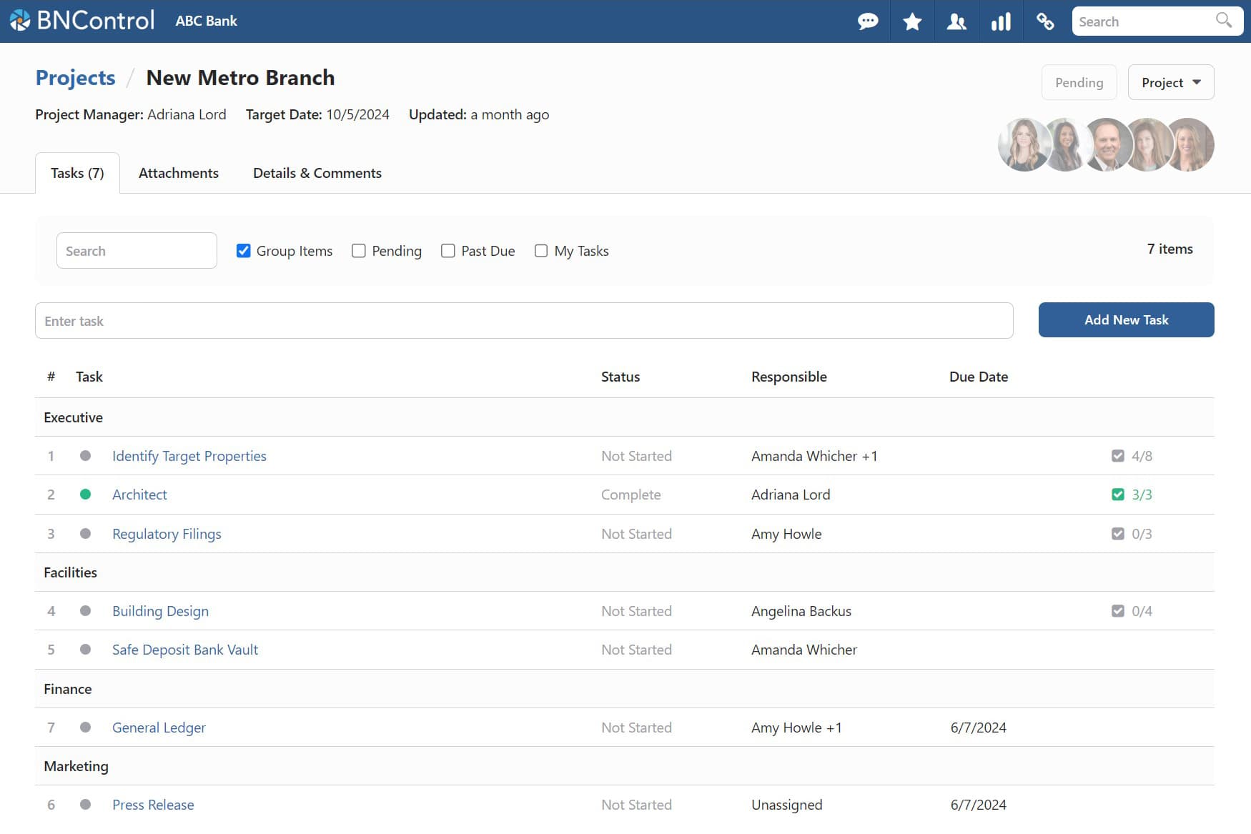 BNControl - Projects - Project Page